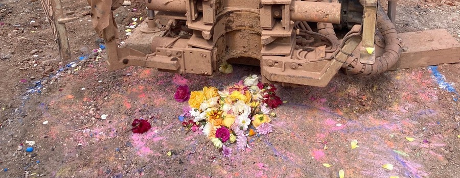 A Holy Borehole - Bhoomi Puja - Flowers